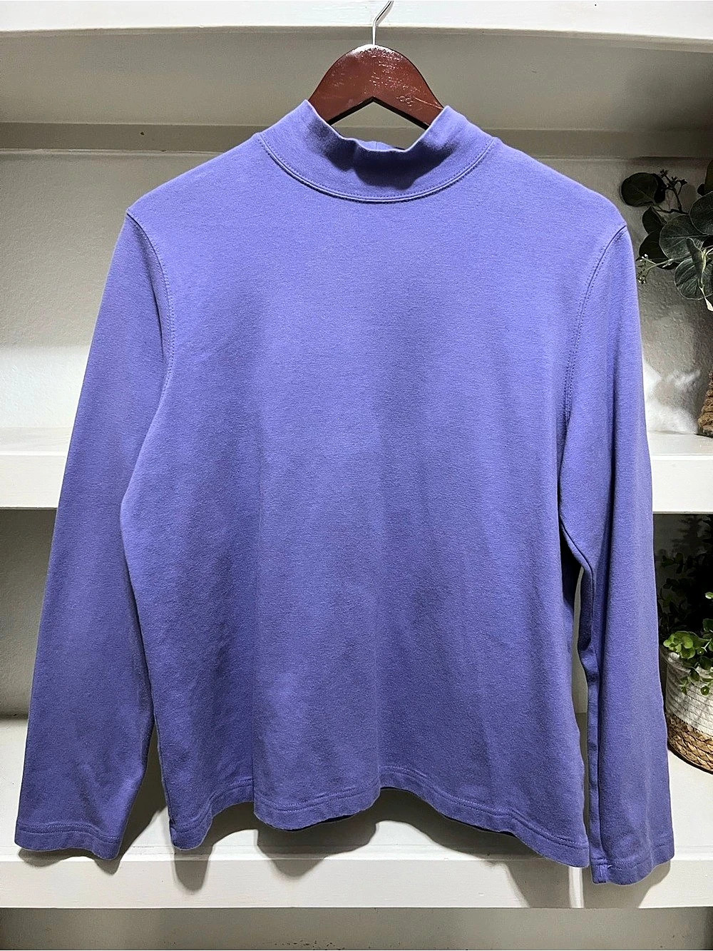 Croft & Barrow Purple Long Sleeve Mock Neck Size Large